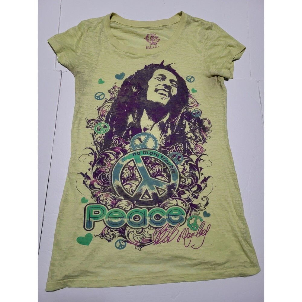 (#9) Bob Marley No More Trouble T Shirt Size Women's Xl Yellow